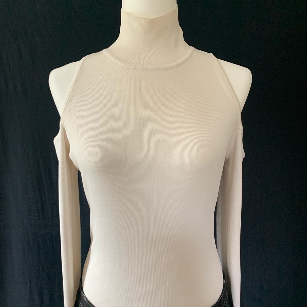 WHBM mockneck cold shoulder top